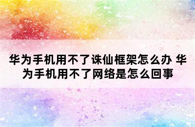 华为手机用不了诛仙框架怎么办 华为手机用不了网络是怎么回事